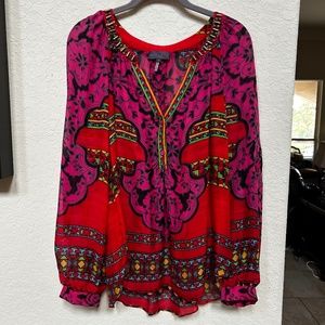 Hale Bob Long Sleeve Silk Top. Size M. NWOT